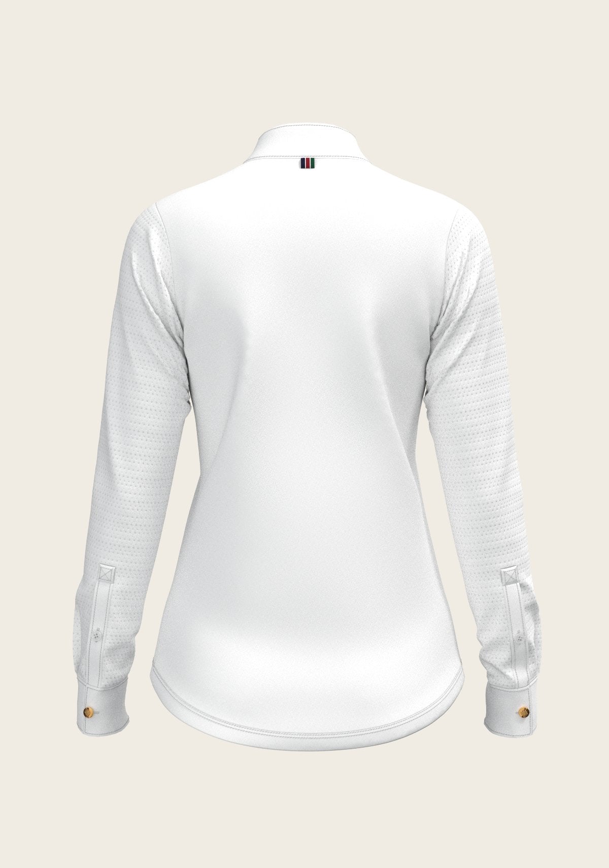  White with Forest on Navy Inner Details Long Sleeve Show Shirt - Espoir Equestrian - Equiluxe Tack