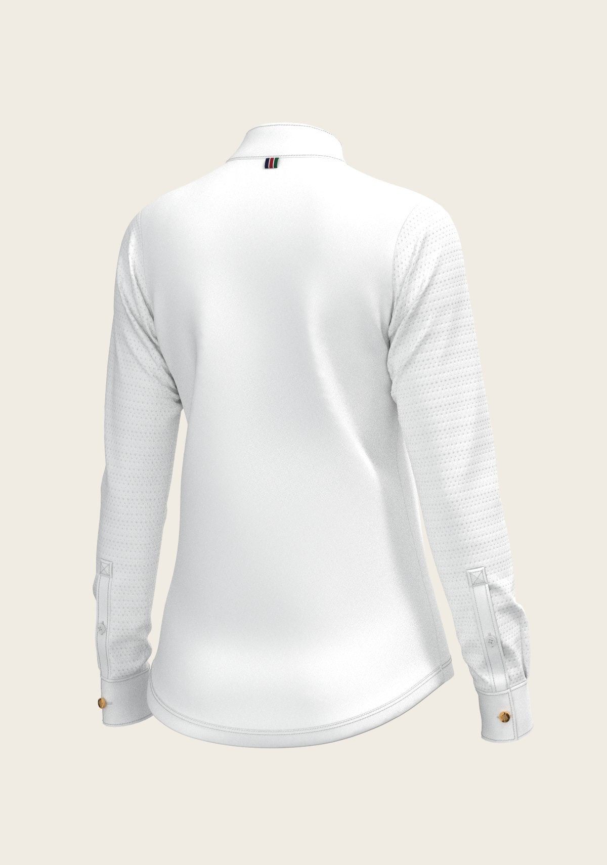  White with Forest on Navy Inner Details Long Sleeve Show Shirt - Espoir Equestrian - Equiluxe Tack