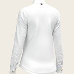  White with Forest on Navy Inner Details Long Sleeve Show Shirt - Espoir Equestrian - Equiluxe Tack