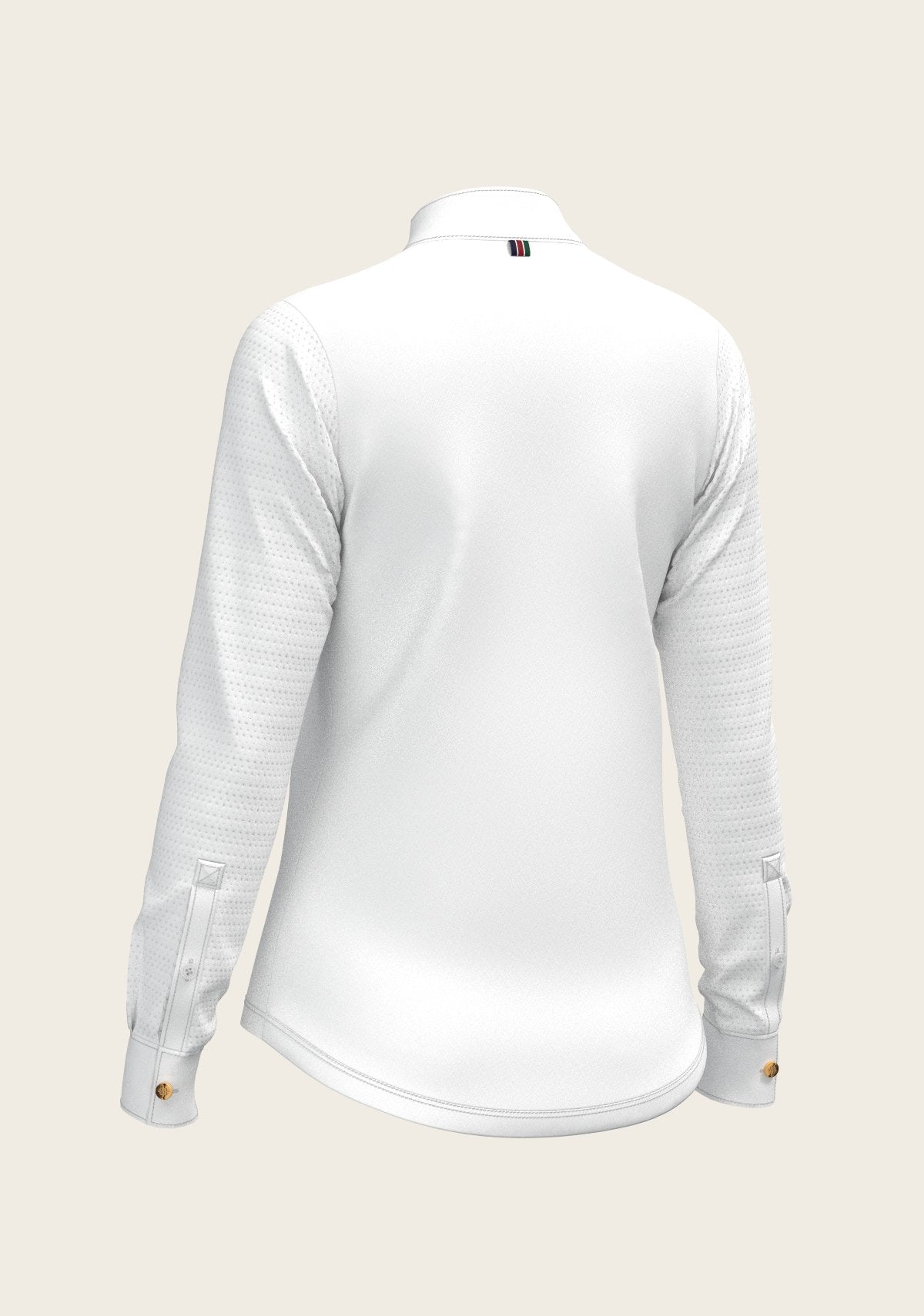  White with Forest on Navy Inner Details Long Sleeve Show Shirt - Espoir Equestrian - Equiluxe Tack