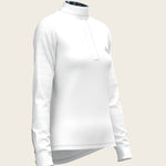  White with Forest on Navy Inner Details Long Sleeve Show Shirt - Espoir Equestrian - Equiluxe Tack