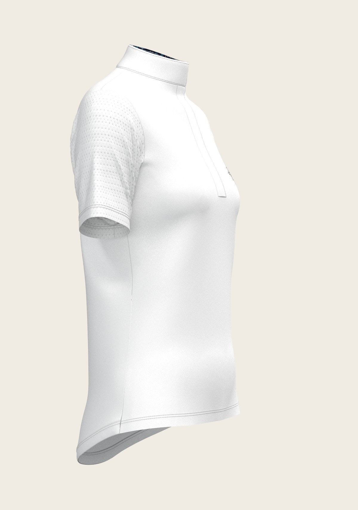  White with Forest on Navy Inner Details Short Sleeve Show Shirt - Espoir Equestrian - Equiluxe Tack