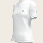  White with Forest on Navy Inner Details Short Sleeve Show Shirt - Espoir Equestrian - Equiluxe Tack