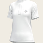  White with Forest on Navy Inner Details Short Sleeve Show Shirt - Espoir Equestrian - Equiluxe Tack