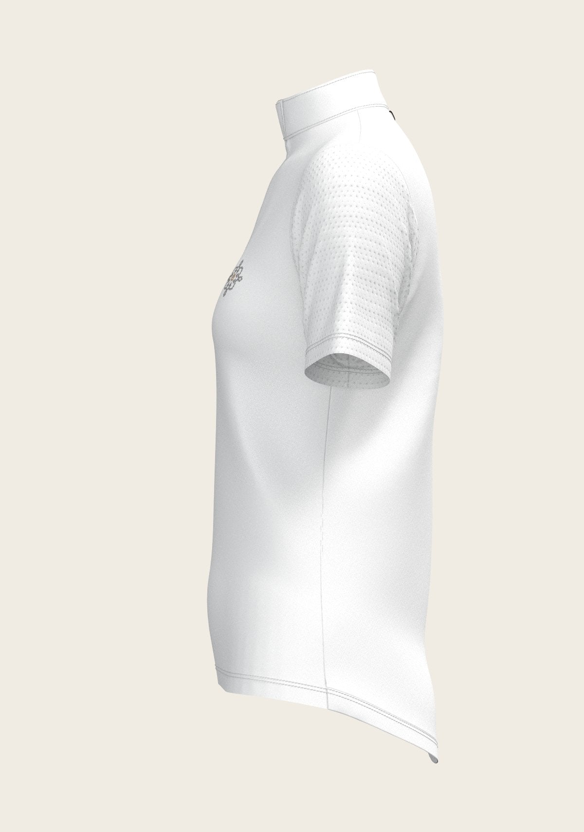  White with Forest on Navy Inner Details Short Sleeve Show Shirt - Espoir Equestrian - Equiluxe Tack