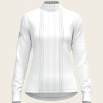  White with Grey Stripes Pleated Long Sleeve Show Shirt - Espoir Equestrian - Equiluxe Tack