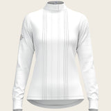  White with Grey Stripes Pleated Long Sleeve Show Shirt - Espoir Equestrian - Equiluxe Tack