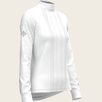  White with Grey Stripes Pleated Long Sleeve Show Shirt - Espoir Equestrian - Equiluxe Tack