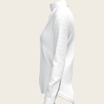  White with Grey Stripes Pleated Long Sleeve Show Shirt - Espoir Equestrian - Equiluxe Tack