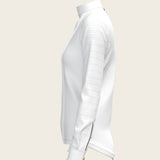  White with Grey Stripes Pleated Long Sleeve Show Shirt - Espoir Equestrian - Equiluxe Tack