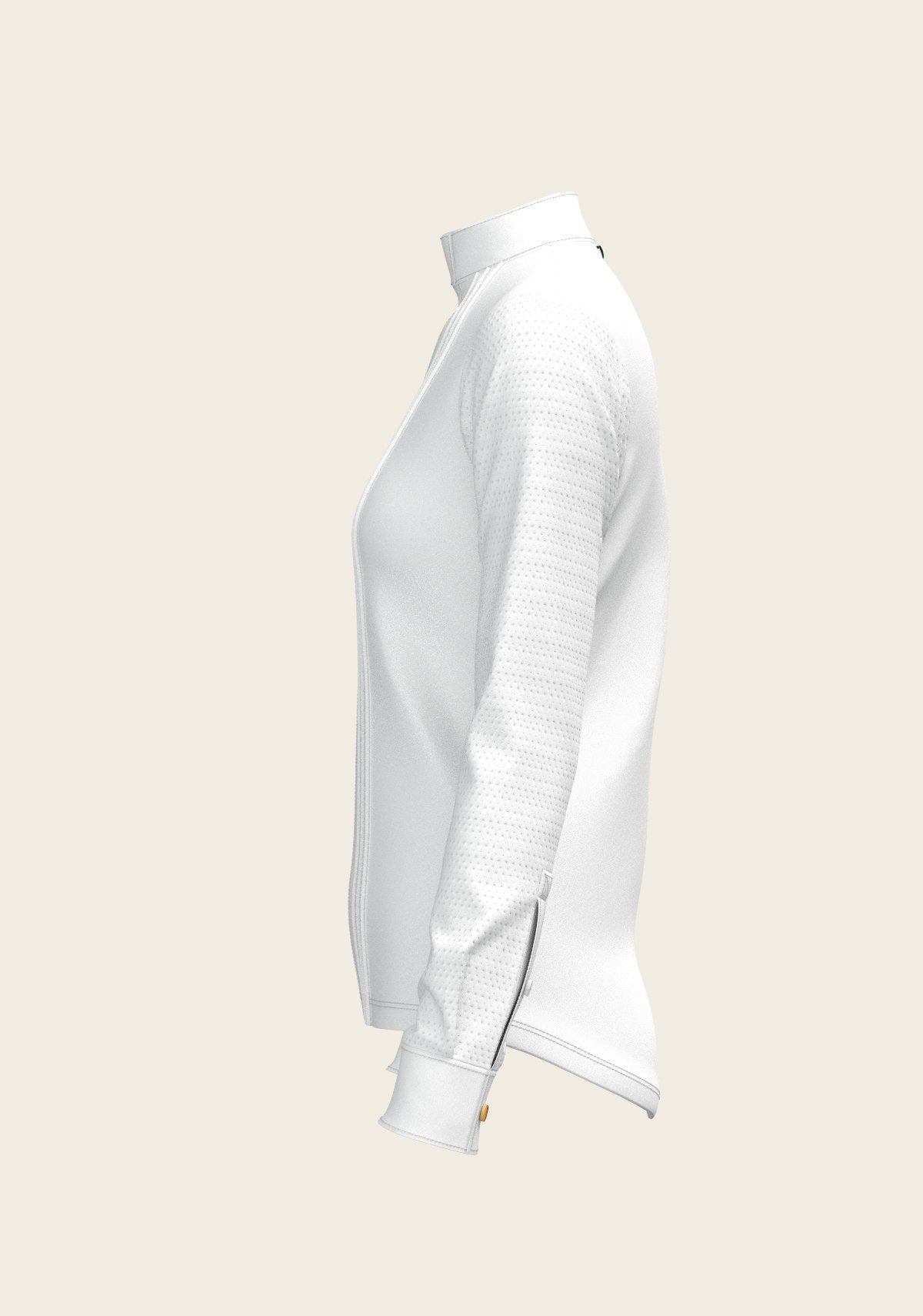  White with Grey Stripes Pleated Long Sleeve Show Shirt - Espoir Equestrian - Equiluxe Tack