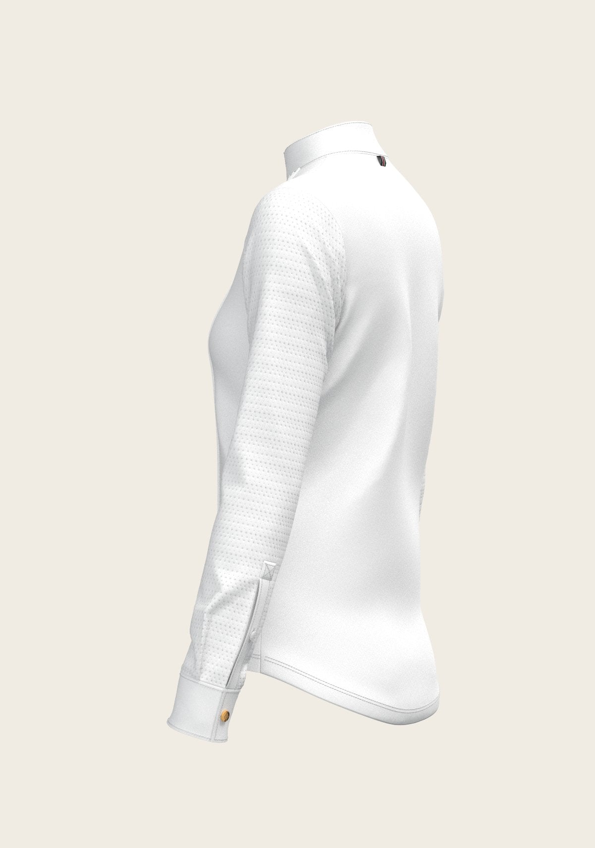  White with Grey Stripes Pleated Long Sleeve Show Shirt - Espoir Equestrian - Equiluxe Tack