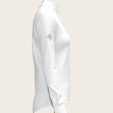  White with Grey Stripes Pleated Long Sleeve Show Shirt - Espoir Equestrian - Equiluxe Tack