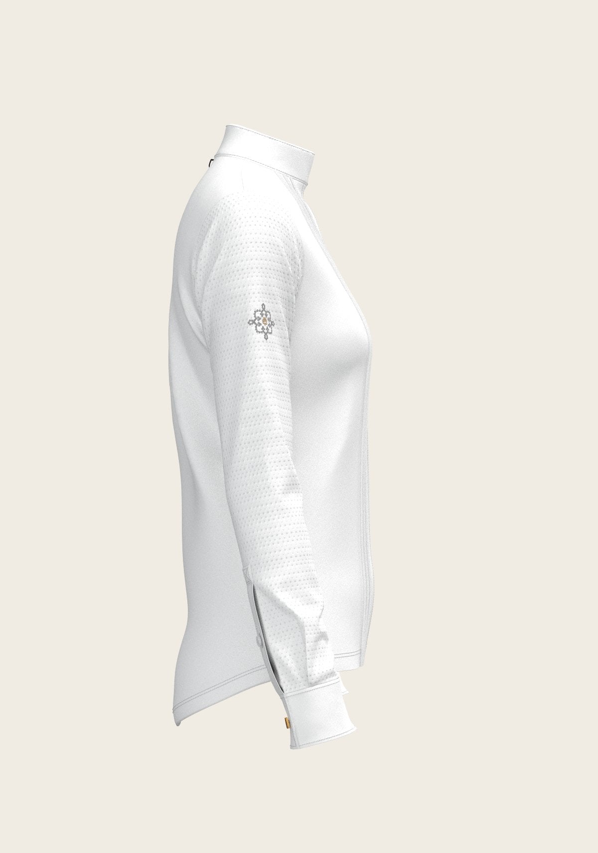  White with Grey Stripes Pleated Long Sleeve Show Shirt - Espoir Equestrian - Equiluxe Tack