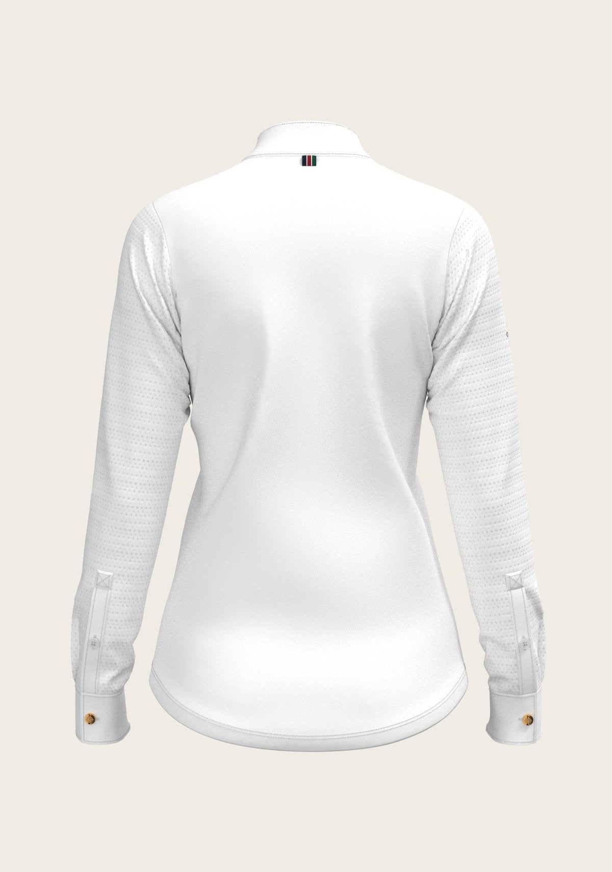  White with Grey Stripes Pleated Long Sleeve Show Shirt - Espoir Equestrian - Equiluxe Tack