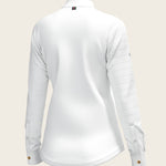  White with Grey Stripes Pleated Long Sleeve Show Shirt - Espoir Equestrian - Equiluxe Tack