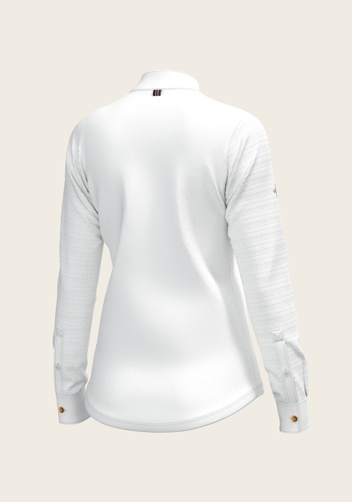  White with Grey Stripes Pleated Long Sleeve Show Shirt - Espoir Equestrian - Equiluxe Tack