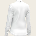  White with Grey Stripes Pleated Long Sleeve Show Shirt - Espoir Equestrian - Equiluxe Tack