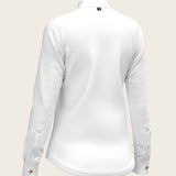  White with Grey Stripes Pleated Long Sleeve Show Shirt - Espoir Equestrian - Equiluxe Tack