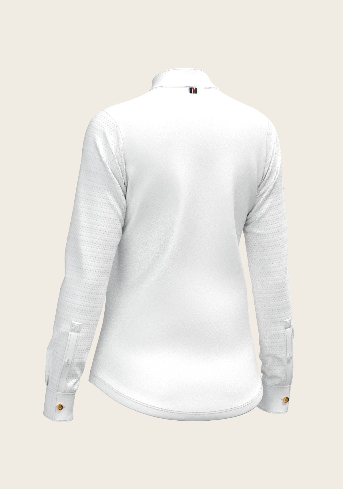  White with Grey Stripes Pleated Long Sleeve Show Shirt - Espoir Equestrian - Equiluxe Tack