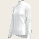  White with Grey Stripes Pleated Long Sleeve Show Shirt - Espoir Equestrian - Equiluxe Tack