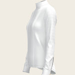  White with Grey Stripes Pleated Long Sleeve Show Shirt - Espoir Equestrian - Equiluxe Tack