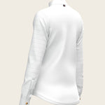  White with Grey Stripes Pleated Long Sleeve Show Shirt - Espoir Equestrian - Equiluxe Tack