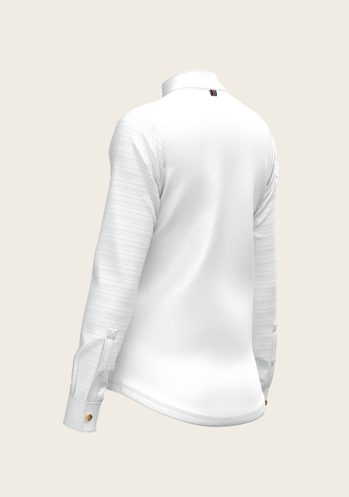  White with Grey Stripes Pleated Long Sleeve Show Shirt - Espoir Equestrian - Equiluxe Tack