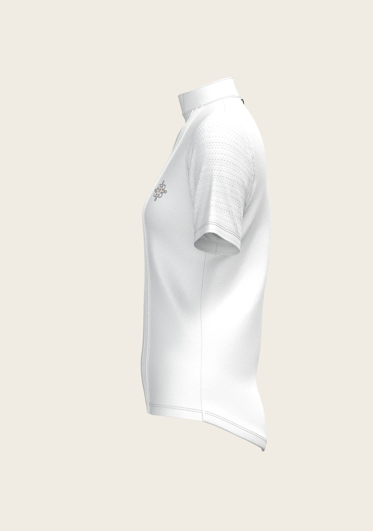 White with Grey Stripes Pleated Short Sleeve Show Shirt - Espoir Equestrian - Equiluxe Tack