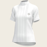 White with Grey Stripes Pleated Short Sleeve Show Shirt - Espoir Equestrian - Equiluxe Tack