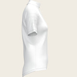 White with Grey Stripes Pleated Short Sleeve Show Shirt - Espoir Equestrian - Equiluxe Tack