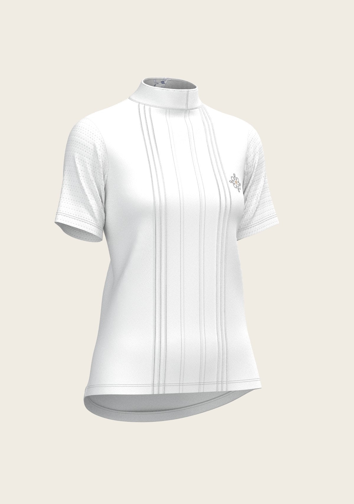 White with Grey Stripes Pleated Short Sleeve Show Shirt - Espoir Equestrian - Equiluxe Tack