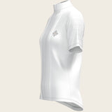 White with Grey Stripes Pleated Short Sleeve Show Shirt - Espoir Equestrian - Equiluxe Tack