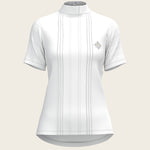 White with Grey Stripes Pleated Short Sleeve Show Shirt - Espoir Equestrian - Equiluxe Tack