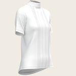 White with Grey Stripes Pleated Short Sleeve Show Shirt - Espoir Equestrian - Equiluxe Tack