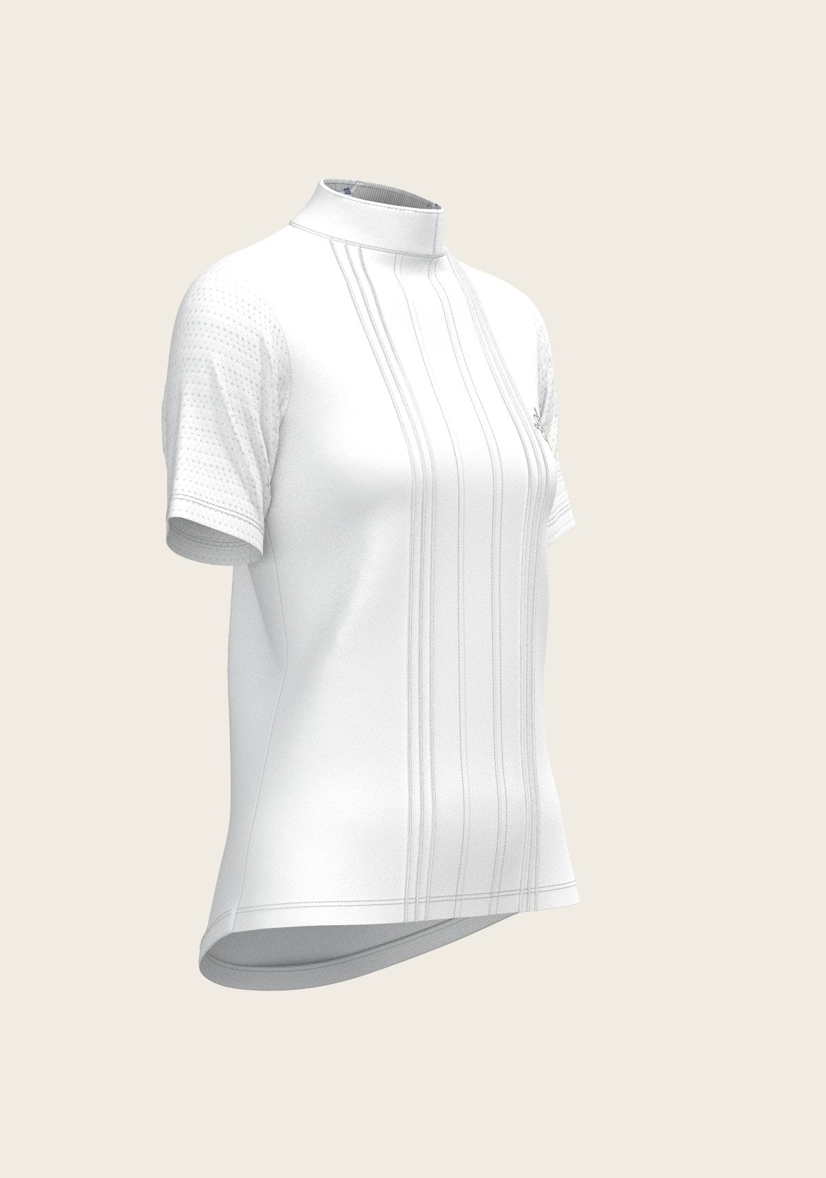 White with Grey Stripes Pleated Short Sleeve Show Shirt - Espoir Equestrian - Equiluxe Tack