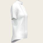 White with Grey Stripes Pleated Short Sleeve Show Shirt - Espoir Equestrian - Equiluxe Tack