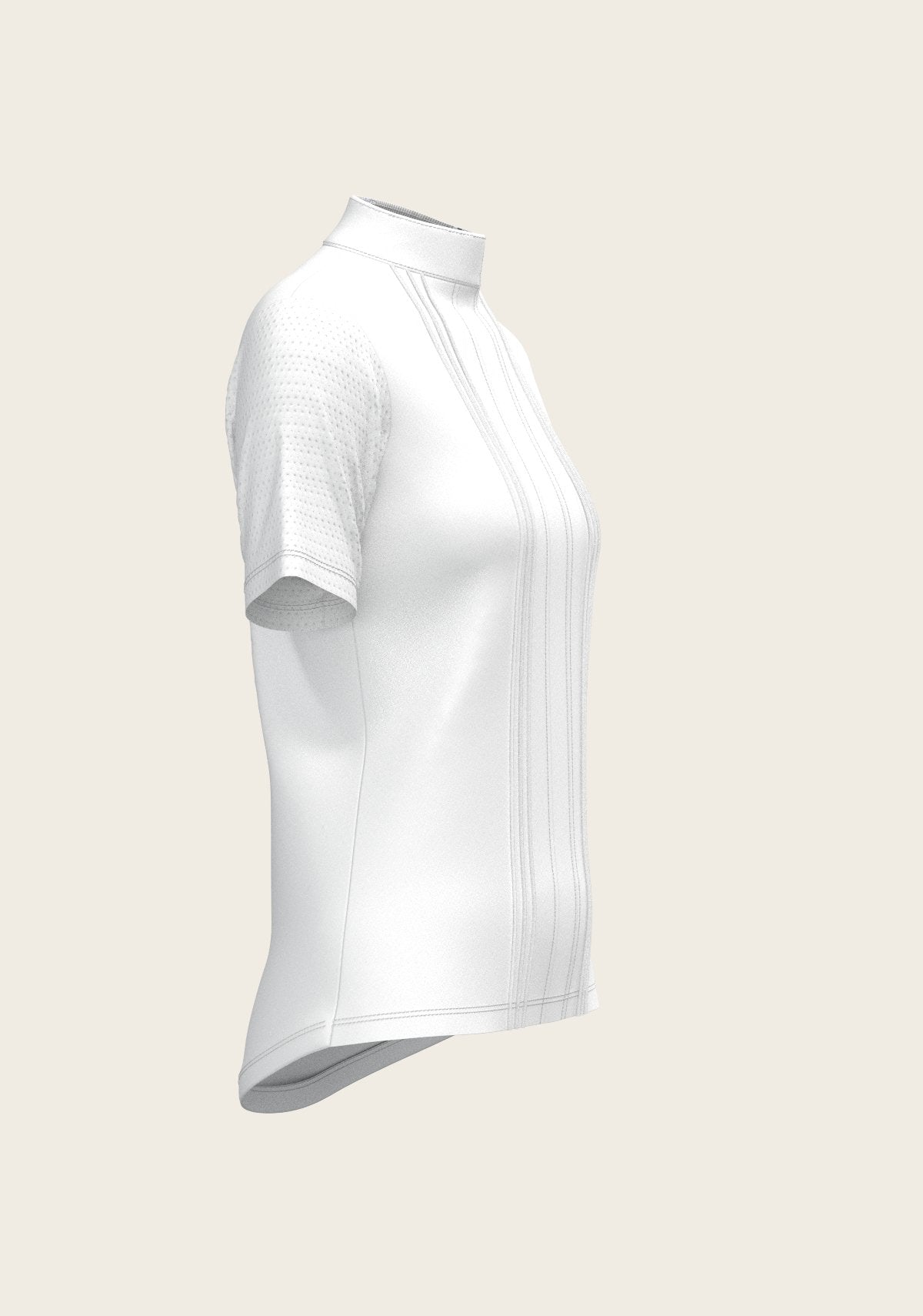 White with Grey Stripes Pleated Short Sleeve Show Shirt - Espoir Equestrian - Equiluxe Tack