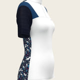  White with Navy & Royal Blue Short Sleeve Sport Show Shirt - Espoir Equestrian - Equiluxe Tack