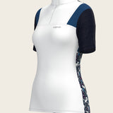  White with Navy & Royal Blue Short Sleeve Sport Show Shirt - Espoir Equestrian - Equiluxe Tack