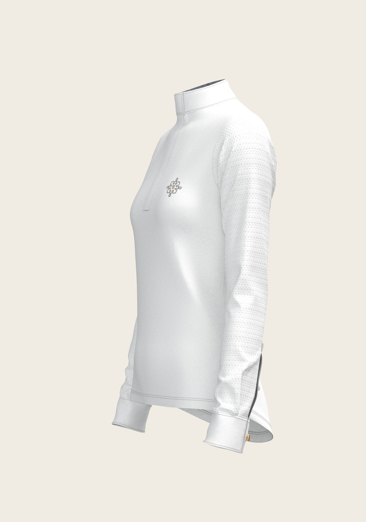  White with Navy Stripes Inner Details Long Sleeve Show Shirt - Espoir Equestrian - Equiluxe Tack