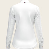  White with Navy Stripes Inner Details Long Sleeve Show Shirt - Espoir Equestrian - Equiluxe Tack