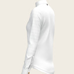  White with Navy Stripes Inner Details Long Sleeve Show Shirt - Espoir Equestrian - Equiluxe Tack