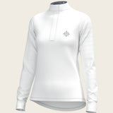  White with Navy Stripes Inner Details Long Sleeve Show Shirt - Espoir Equestrian - Equiluxe Tack