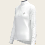  White with Navy Stripes Inner Details Long Sleeve Show Shirt - Espoir Equestrian - Equiluxe Tack