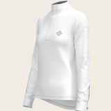  White with Navy Stripes Inner Details Long Sleeve Show Shirt - Espoir Equestrian - Equiluxe Tack