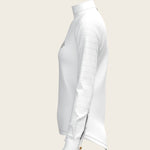  White with Navy Stripes Inner Details Long Sleeve Show Shirt - Espoir Equestrian - Equiluxe Tack