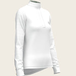  White with Rosettes in Lime Green Inner Details Long Sleeve Show Shirt - Espoir Equestrian - Equiluxe Tack