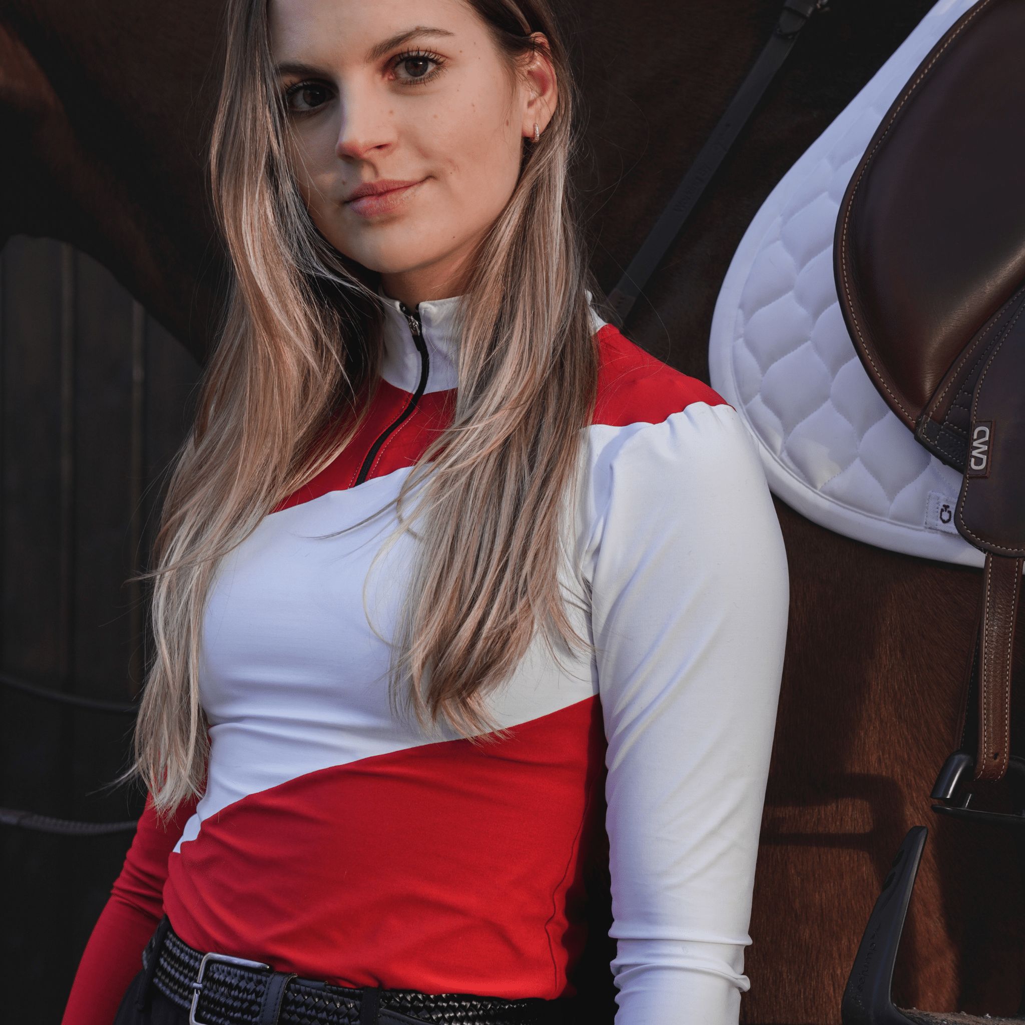 Crinière Red & White Sophie Riding Shirt