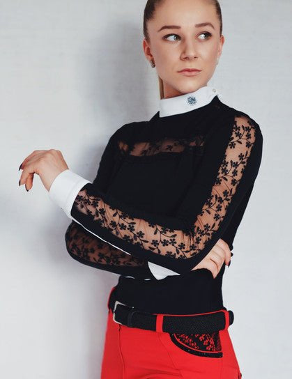 Women's BLACK ROSELLE Show Shirt Design By Dalia - Equiluxe Tack - Equiluxe Tack